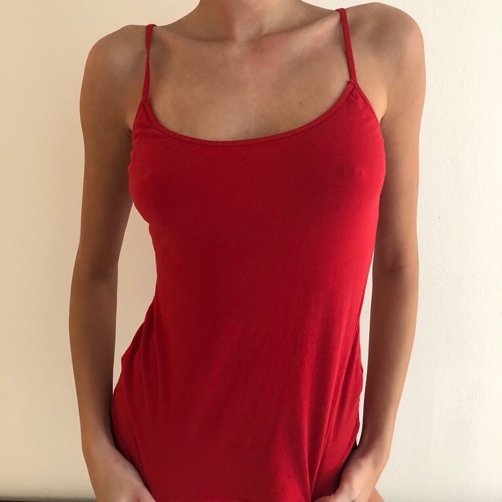 Red strappy tank top
